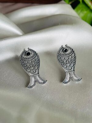 Matsya fishtailed oxidised earrings Matsya fishtailed oxidised earrings