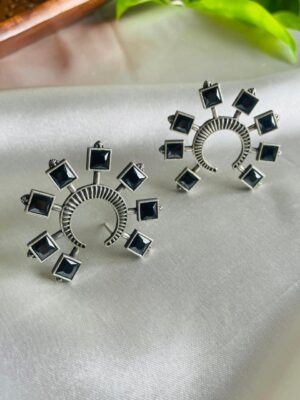 Surya / Oxidised Eclipse Earrings