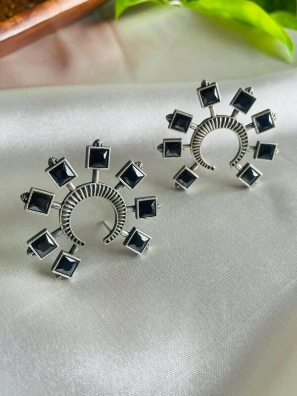 Surya / Oxidised Eclipse Earrings