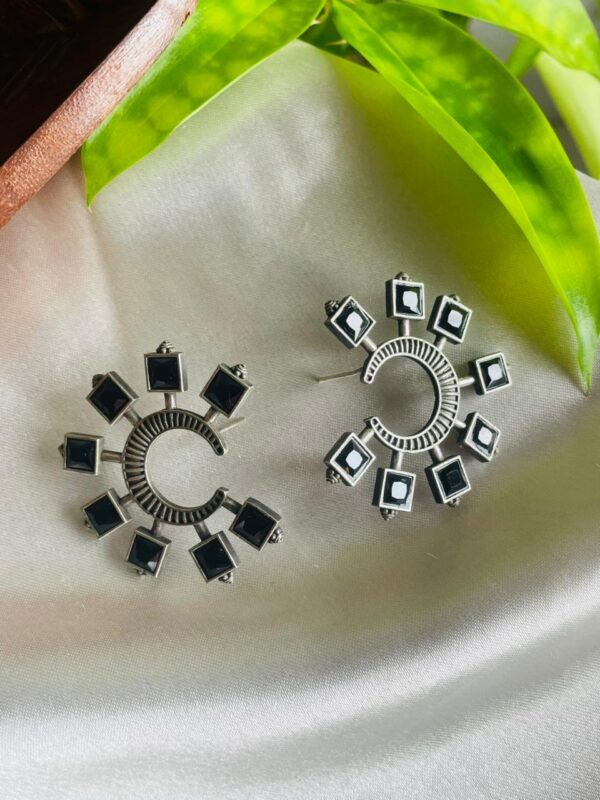 Surya / Oxidised Eclipse Earrings