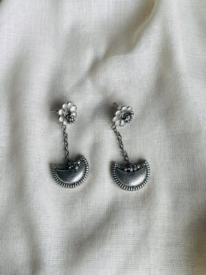 Antique Half-Moon Floral Drop Earrings