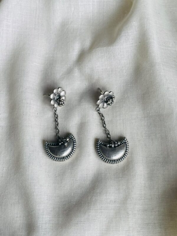 Antique Half-Moon Floral Drop Earrings Antique Half-Moon Floral Drop Earrings