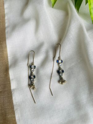Royal Blue Floral Threader Earrings Royal Blue Floral Threader Earrings