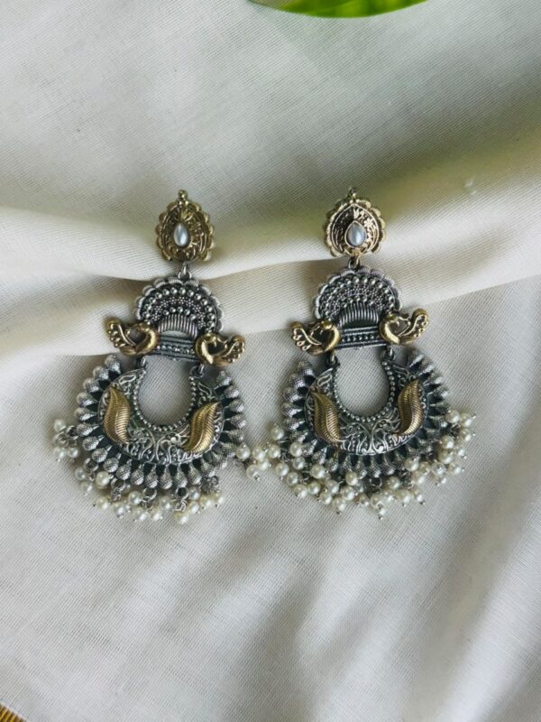 Royal Peacock Pearl Chandbali Earrings